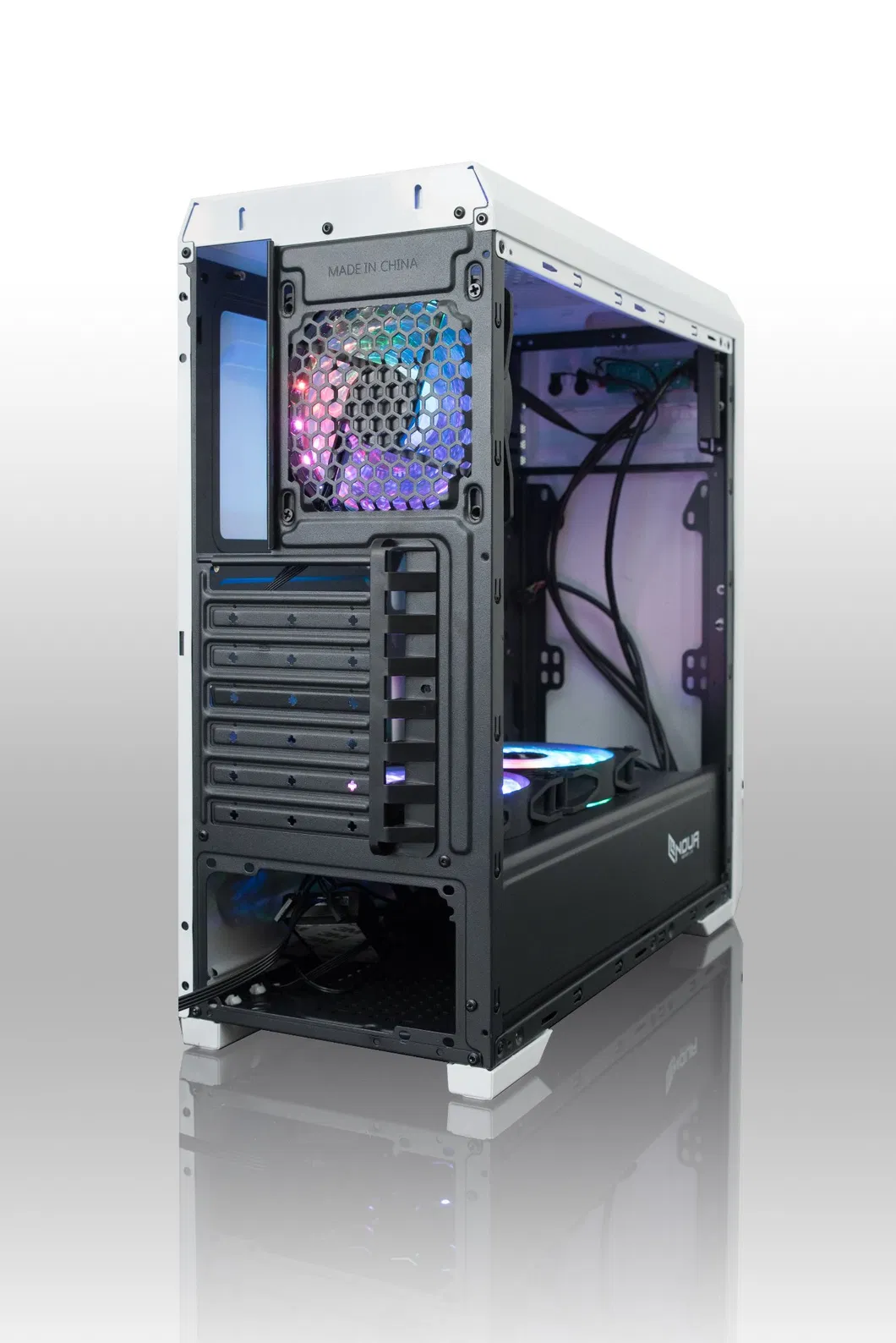 2019 Factory New Product Moonlight Gaming Case with RGB Fans acrylic Window ATX Bottom