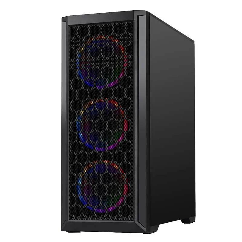 2021 Black OEM Silk Print Logo ABS Transparent Acrylics Panel 0.6mm Gray Tempered Glass USB3.0 Gaming Computer