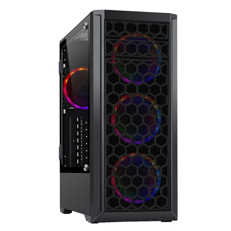 2021 Black OEM Silk Print Logo ABS Transparent Acrylics Panel 0.6mm Gray Tempered Glass USB3.0 Gaming Computer