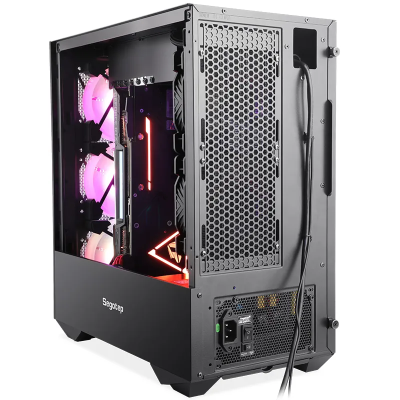 2021 Segotep RGB Gaming Case with Metal Mesh Front Panel and Tempered Glass Side Panel