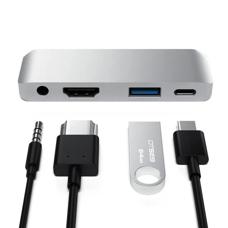 4 in 1 USB C Hub Computer Type-C to 4K HDMI+USB3.0+87W Pd+3.5mm Audio Jack Adapter