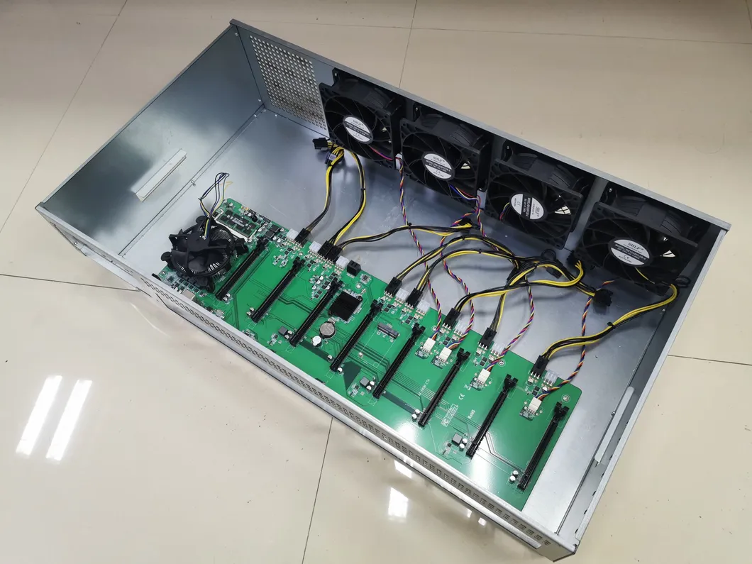 8 Slots of Graphics Card GPU Miner System Case with 4 Fans for Eth Mining in Stock