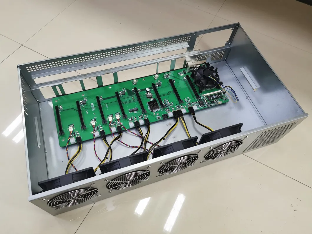 8 Slots of Graphics Card GPU Miner System Case with 4 Fans for Eth Mining in Stock