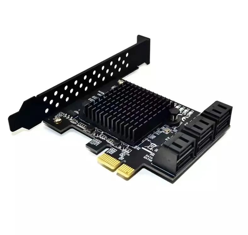 88se9215 Chip 6 Ports SATA 3.0 to Pcie Expansion Card PCI Express SATA Adapter SATA 3 Converter with Heat Sink for HDD