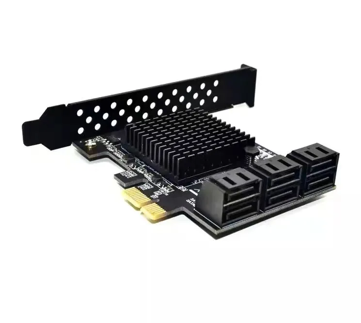 88se9215 Chip 6 Ports SATA 3.0 to Pcie Expansion Card PCI Express SATA Adapter SATA 3 Converter with Heat Sink for HDD