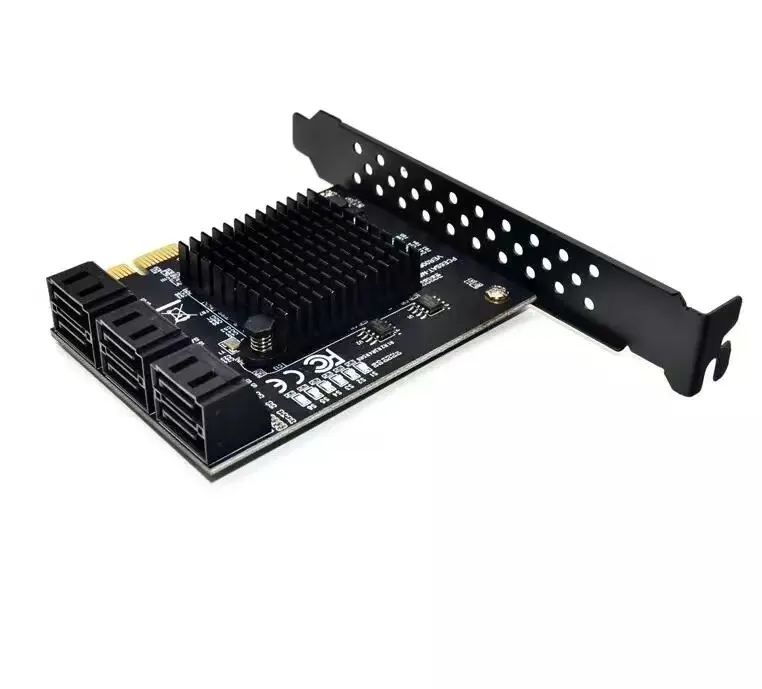 88se9215 Chip 6 Ports SATA 3.0 to Pcie Expansion Card PCI Express SATA Adapter SATA 3 Converter with Heat Sink for HDD