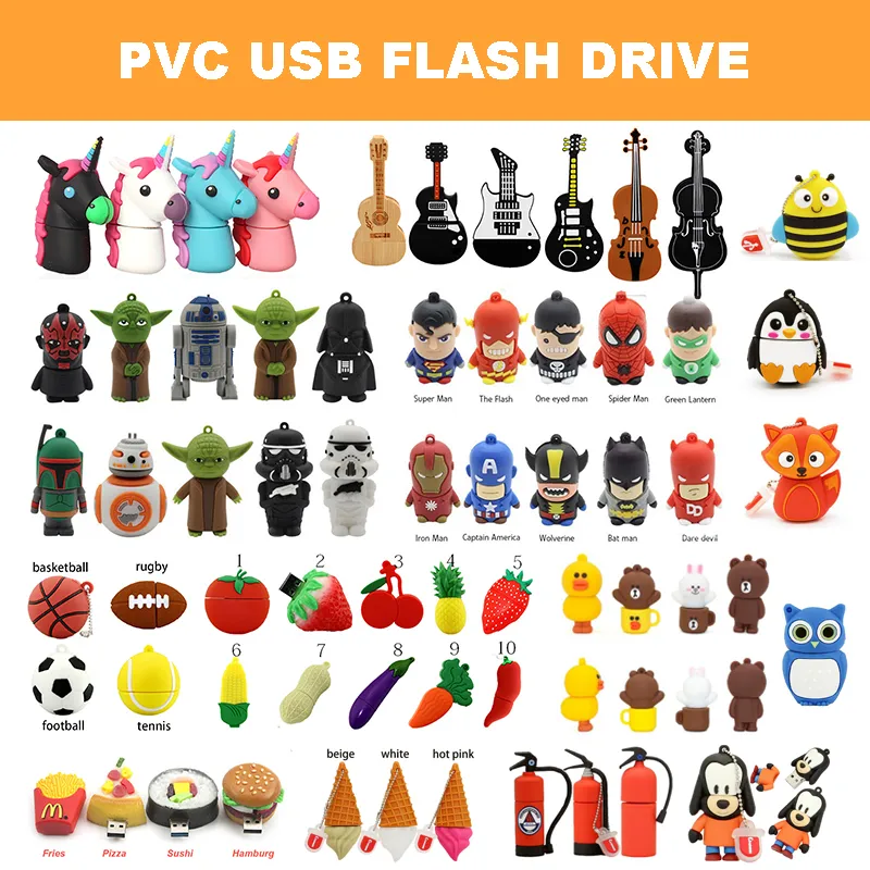 8GB 16GB 32GB 64GB 128GB Cartoon Monster PVC Promotional Gift USB Pen Drive