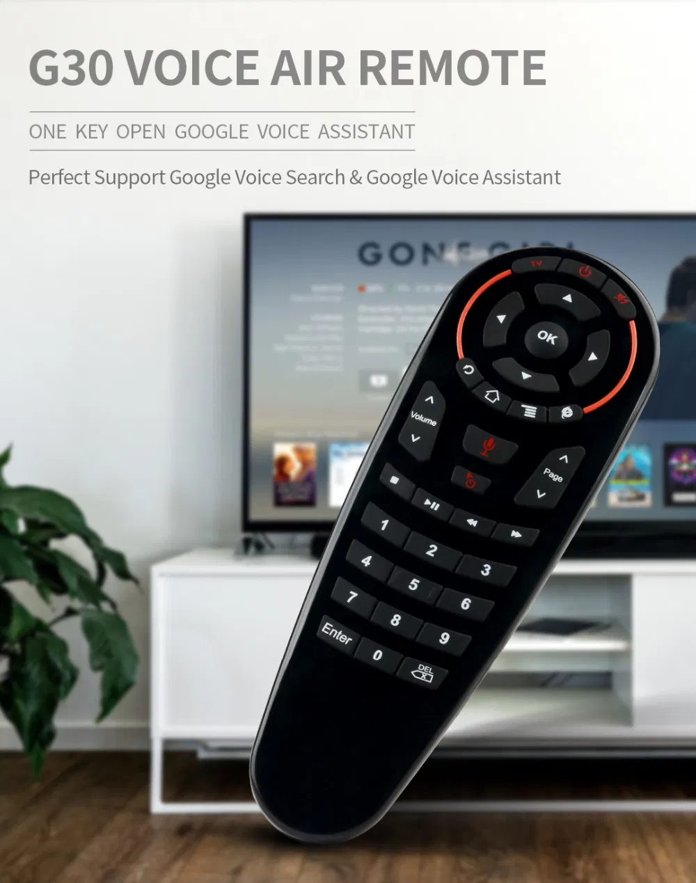 Air Mouse Google Assistant Voice IR Learning Remote Control Keyboard G30s