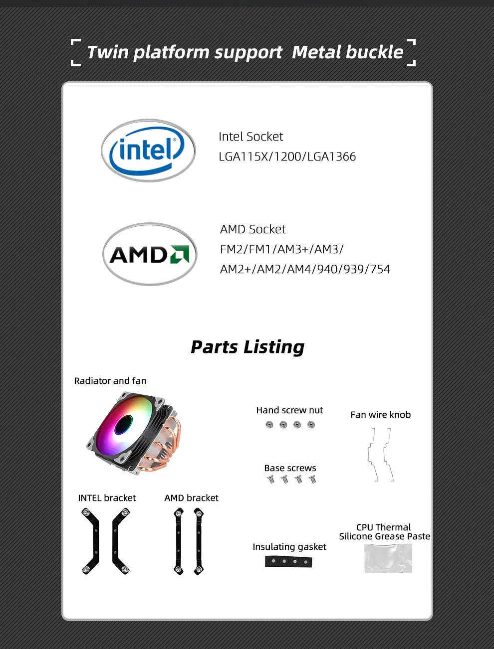 Argb CPU Cooler Am4 CPU Cooler 5V Addressable RGB Cooler 4 Heatpipes CPU Air Cooler 120mm PWM Fan, Intel/AMD
