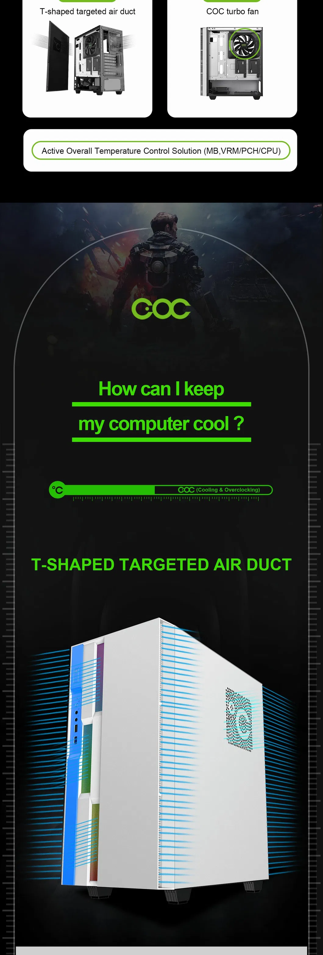 ATX MID Tower Case, Coc Turbo Fan, Gaming Case, PC Gabinete Case