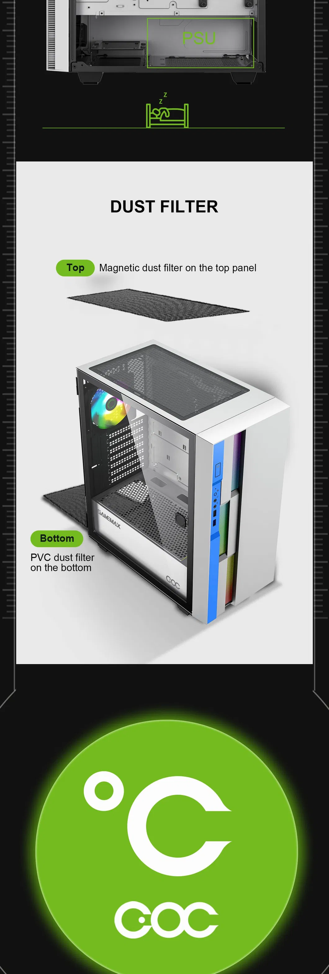 ATX MID Tower Case, Coc Turbo Fan, Gaming Case, PC Gabinete Case
