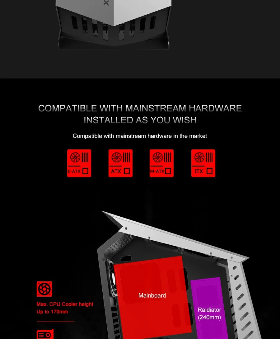 Beast 3mm Aluminum ATX Tower Computer Case Gamers PC Gabinete Cases