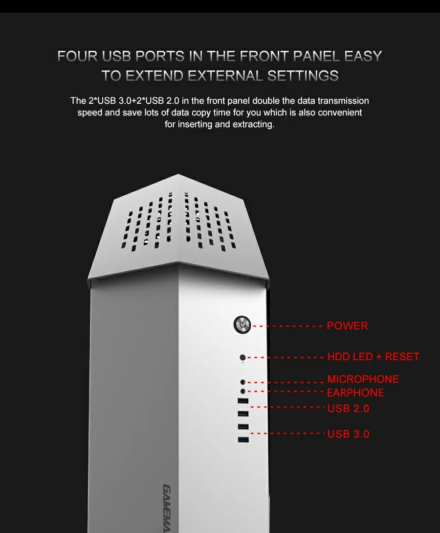 Beast 3mm Aluminum ATX Tower Computer Case Gamers PC Gabinete Cases