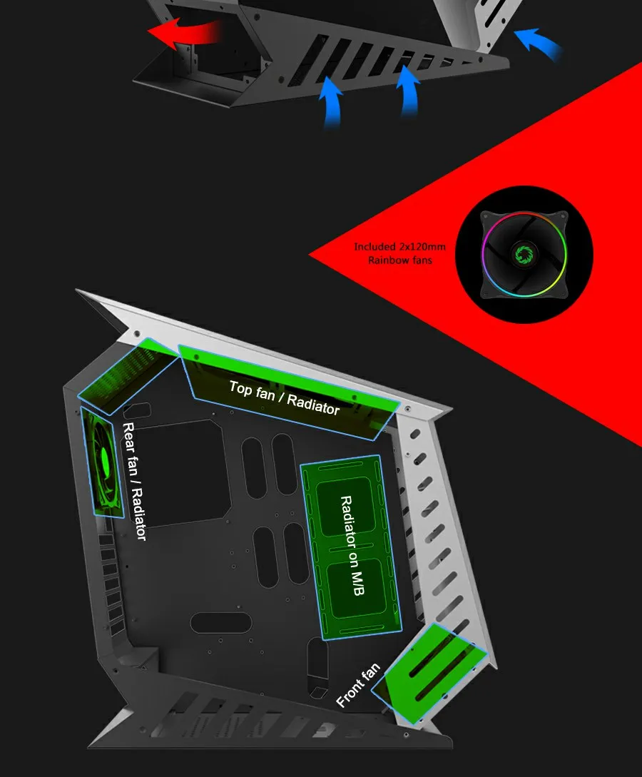 Beast 3mm Aluminum ATX Tower Computer Case Gamers PC Gabinete Cases