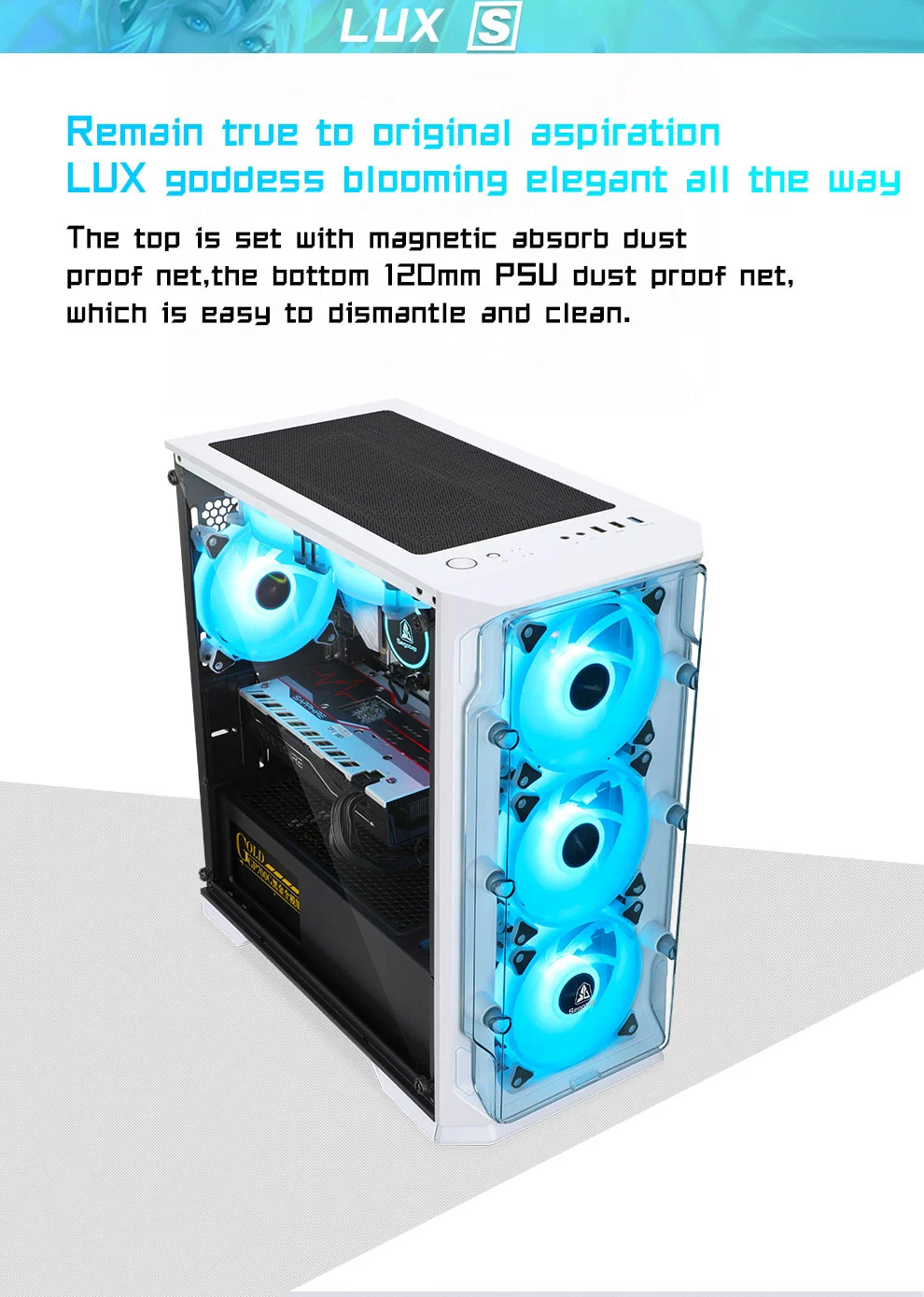 Black Matx Micro Case with USB 3.0 and 8*12mm RGB Fans, Dust-Proof Net, Acrylic Panels, HDD*2/HDD*1+SSD*1 +SSD*3, Gaming PC Case Computer Chassis