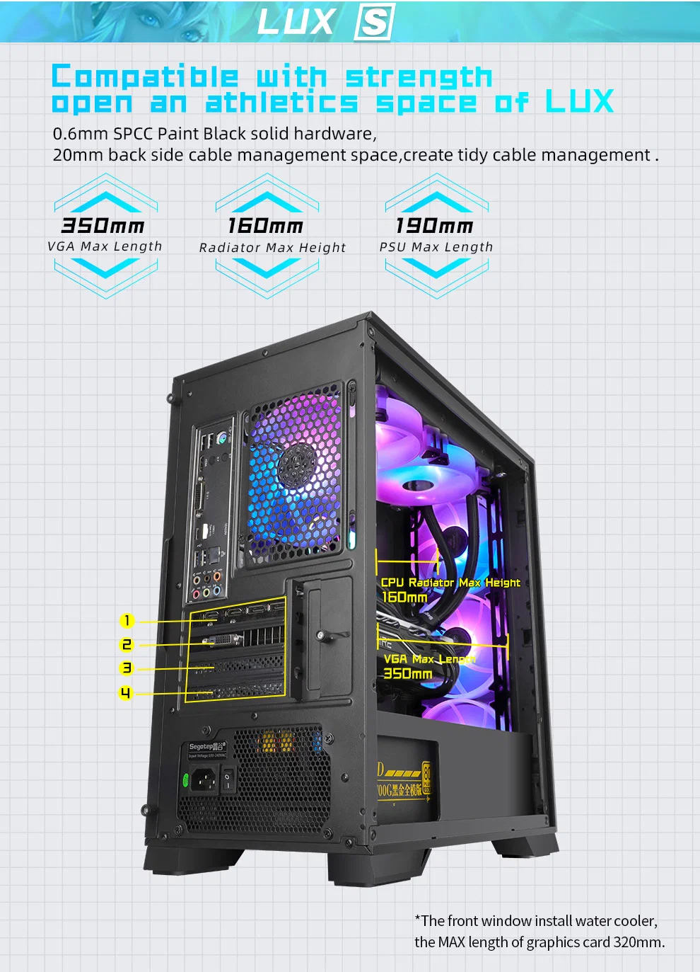 Black Matx Micro Case with USB 3.0 and 8*12mm RGB Fans, Dust-Proof Net, Acrylic Panels, HDD*2/HDD*1+SSD*1 +SSD*3, Gaming PC Case Computer Chassis