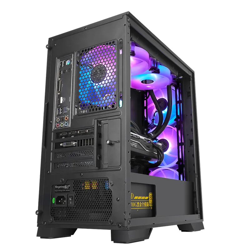 Black Matx Micro Case with USB 3.0 and 8*12mm RGB Fans, Dust-Proof Net, Acrylic Panels, HDD*2/HDD*1+SSD*1 +SSD*3, Gaming PC Case Computer Chassis