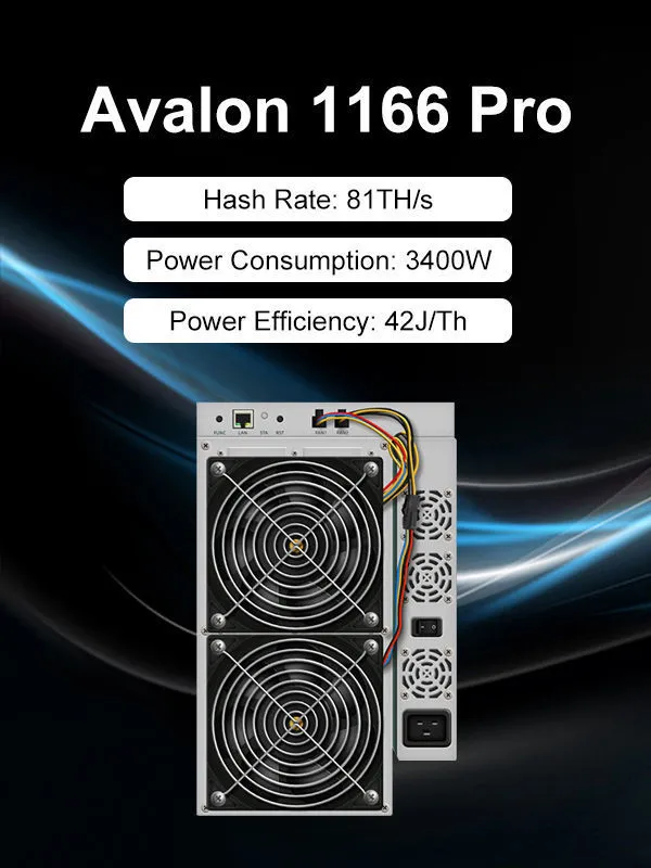 Canaan Avalon 1166 PRO 81th/S 3050W Crypto Btc Bitcoin Miner Profitable Bitcoin Mining Machine