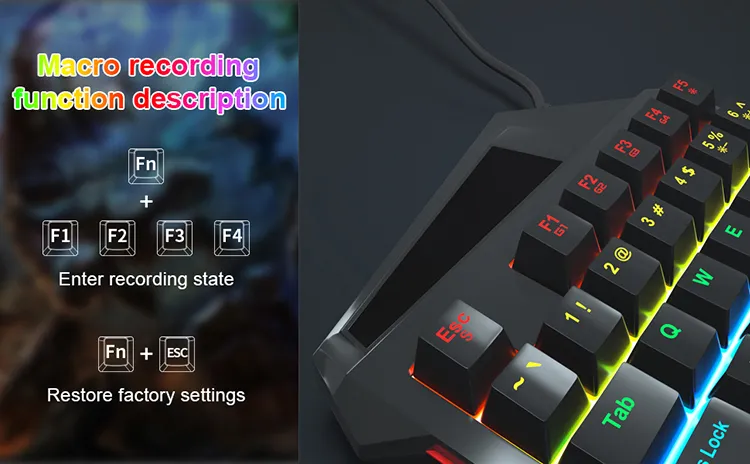 Cool RGB 35keys One Handed Keyboard M1100 Computer Professional Gaming Colorful Backlight Ane-Handed Gaming Keyboard