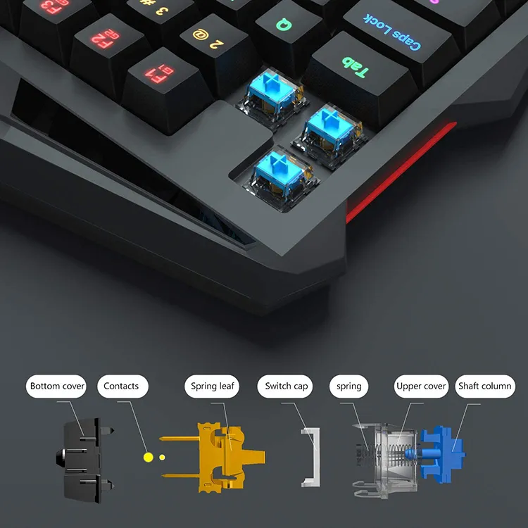 Cool RGB 35keys One Handed Keyboard M1100 Computer Professional Gaming Colorful Backlight Ane-Handed Gaming Keyboard