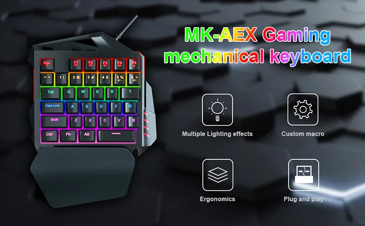 Cool RGB 35keys One Handed Keyboard M1100 Computer Professional Gaming Colorful Backlight Ane-Handed Gaming Keyboard