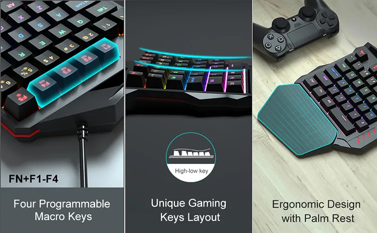 Cool RGB 35keys One Handed Keyboard M1100 Computer Professional Gaming Colorful Backlight Ane-Handed Gaming Keyboard