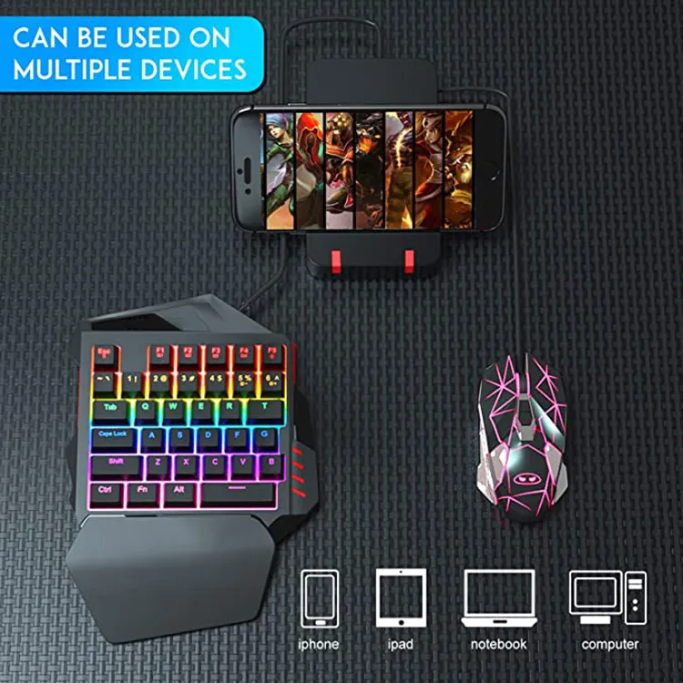 Cool RGB 35keys One Handed Keyboard M1100 Computer Professional Gaming Colorful Backlight Ane-Handed Gaming Keyboard