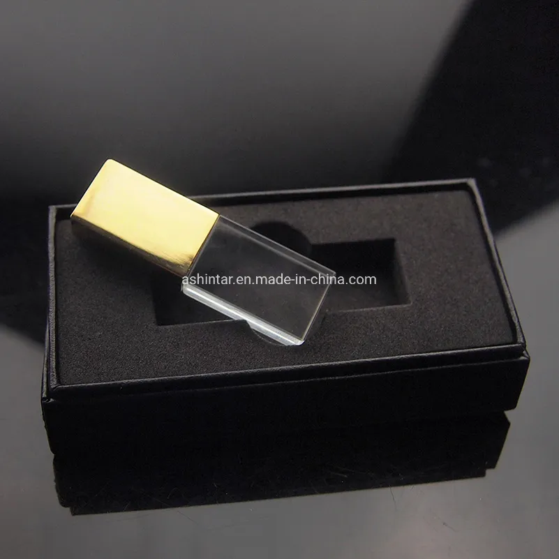 Customed LED Light USB Pen Drive Rose Gold Crystal USB Flash Drive