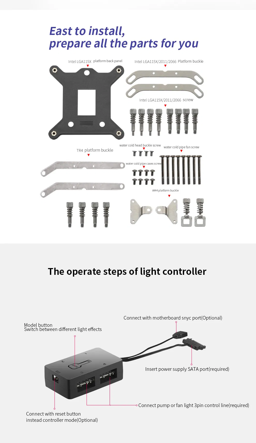 Dual Chamber Pump, 5V 3-Pin RGB, AMD Am4/Intel LGA 1200/1151, Addressable RGB CPU Liquid Cooler
