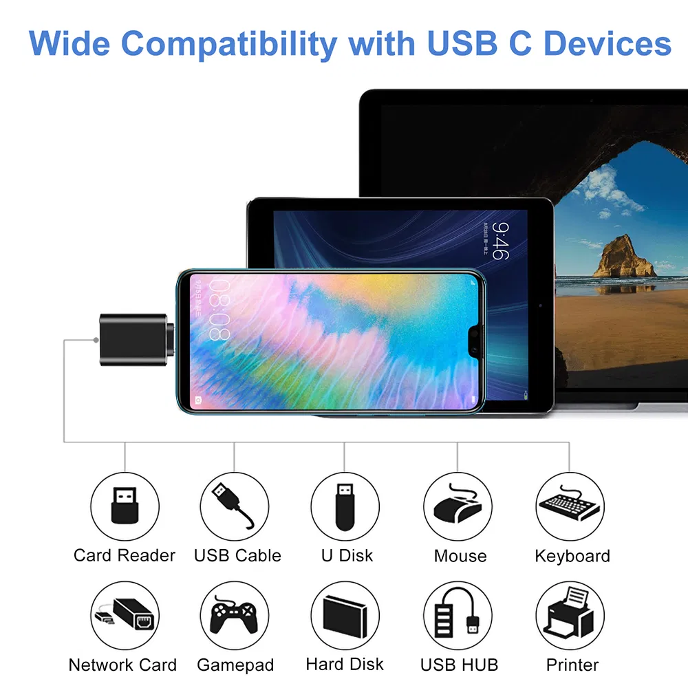 Factory Supply Aluminum Alloy USB to Type-C Connector Adapter