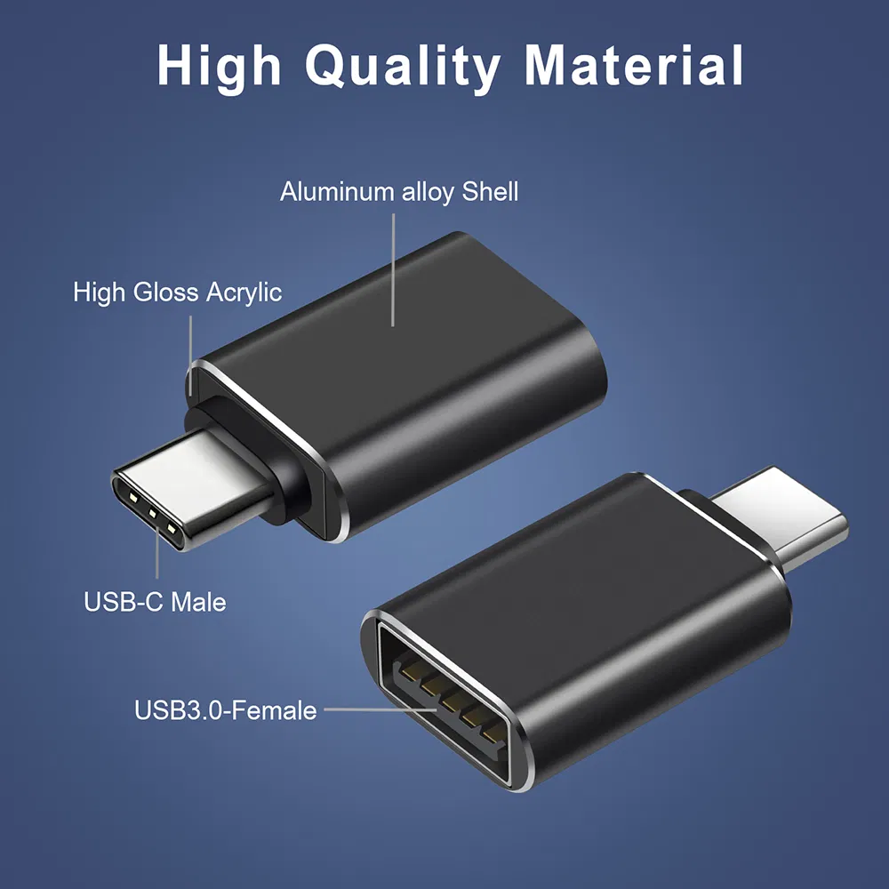 Factory Supply Aluminum Alloy USB to Type-C Connector Adapter