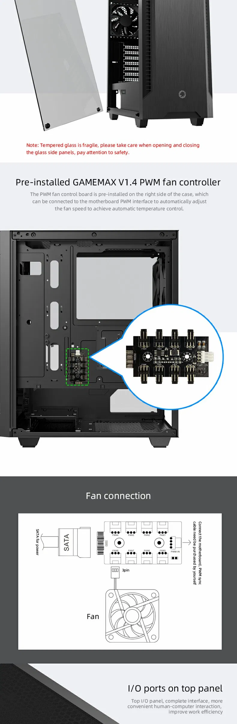 Gamemax Silent Computer Case, Simple Design with Cooling Maximum, PC Gabinete Case