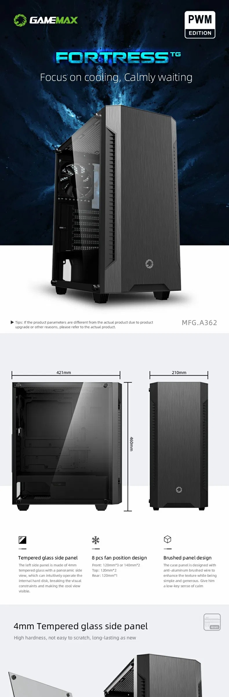 Gamemax Silent Computer Case, Simple Design with Cooling Maximum, PC Gabinete Case