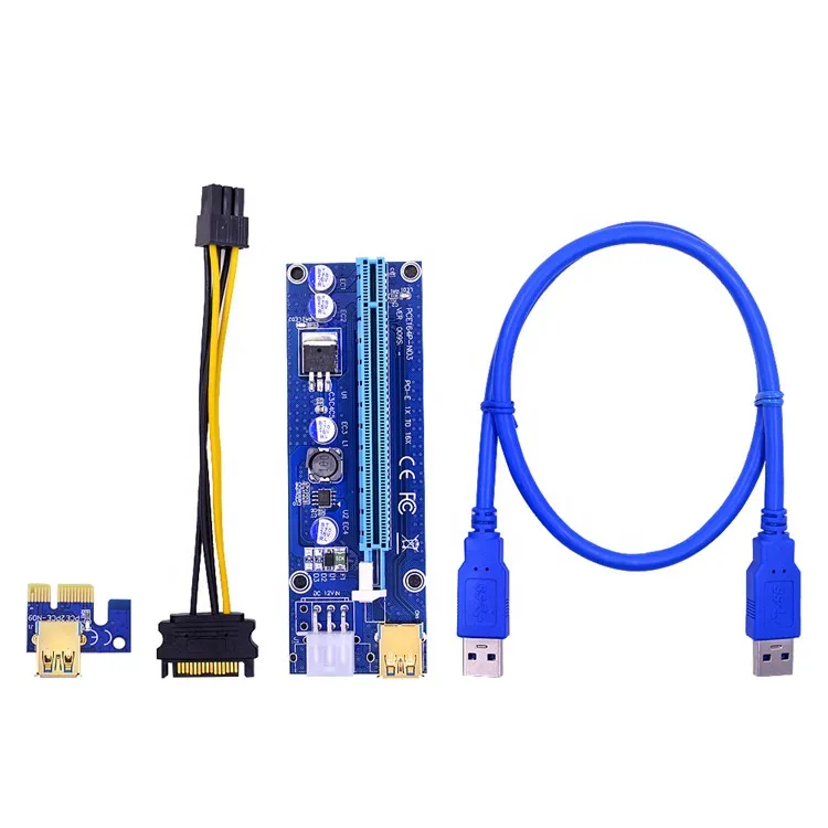 Golden Ver009 USB 3.0 PCI-E Riser Ver 009s Express 1X 4X 8X 16X Extender Riser Adapter Card SATA 15pin to 6 Pin Power Cable