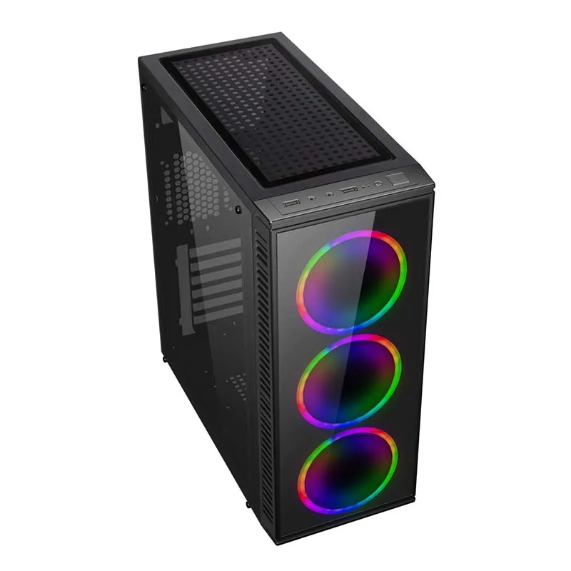 Good Performance Tempered Glass Iron Mesh Panel Cabinet Computer Case Gaming PC Case