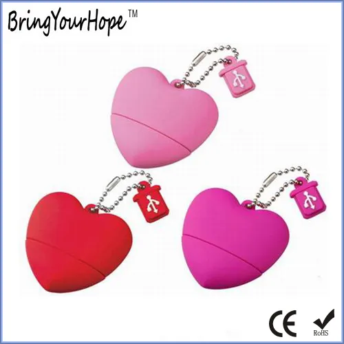 Heart Shape Plastic Material USB Flash Memory (XH-USB-065)