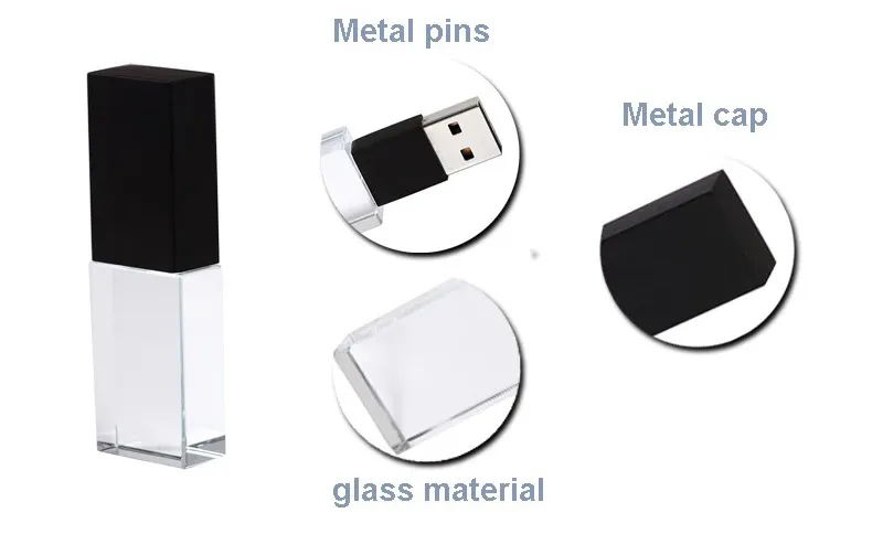 High Quality Custom 3D Logo Rose Gold Crystal USB Flash Memory USB Drive 32GB 64GB