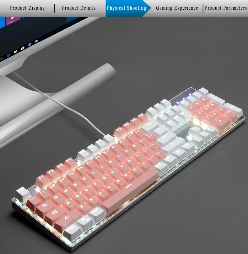 Hot Selling Mechanical Keyboard Wired Computer Game Keyboard Color Lighting Effect Gk-01