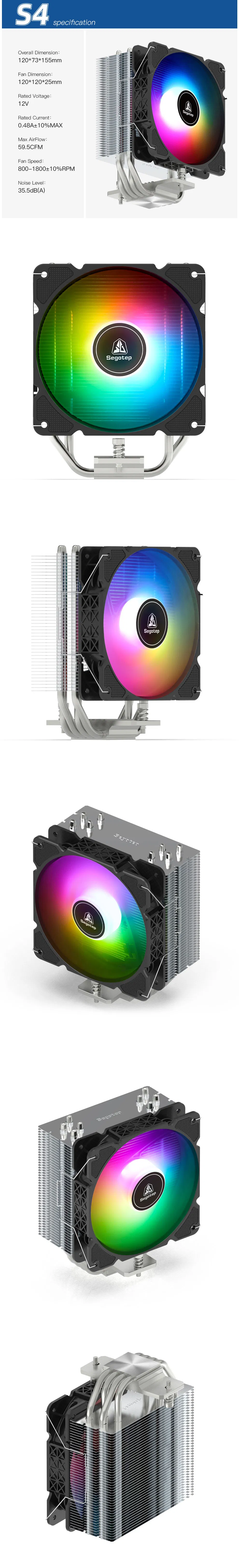 July-Segotep-Export to-Singapore-New Zealand-Fiji-Copper Base -4 Heat Pipes- Air Cooled Aghp-CPU Radiator-Cooler