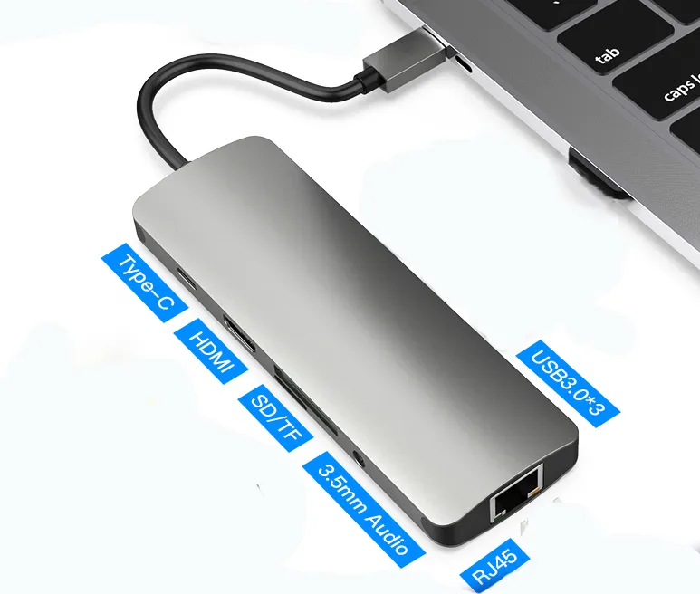 Lanetop USB 3.1 Type-C Hub to Adapter 4K Thunderbolt 3 USB C Hub with Hub 3.0 TF SD Reader Slot Pd for MacBook PRO/Air 2018