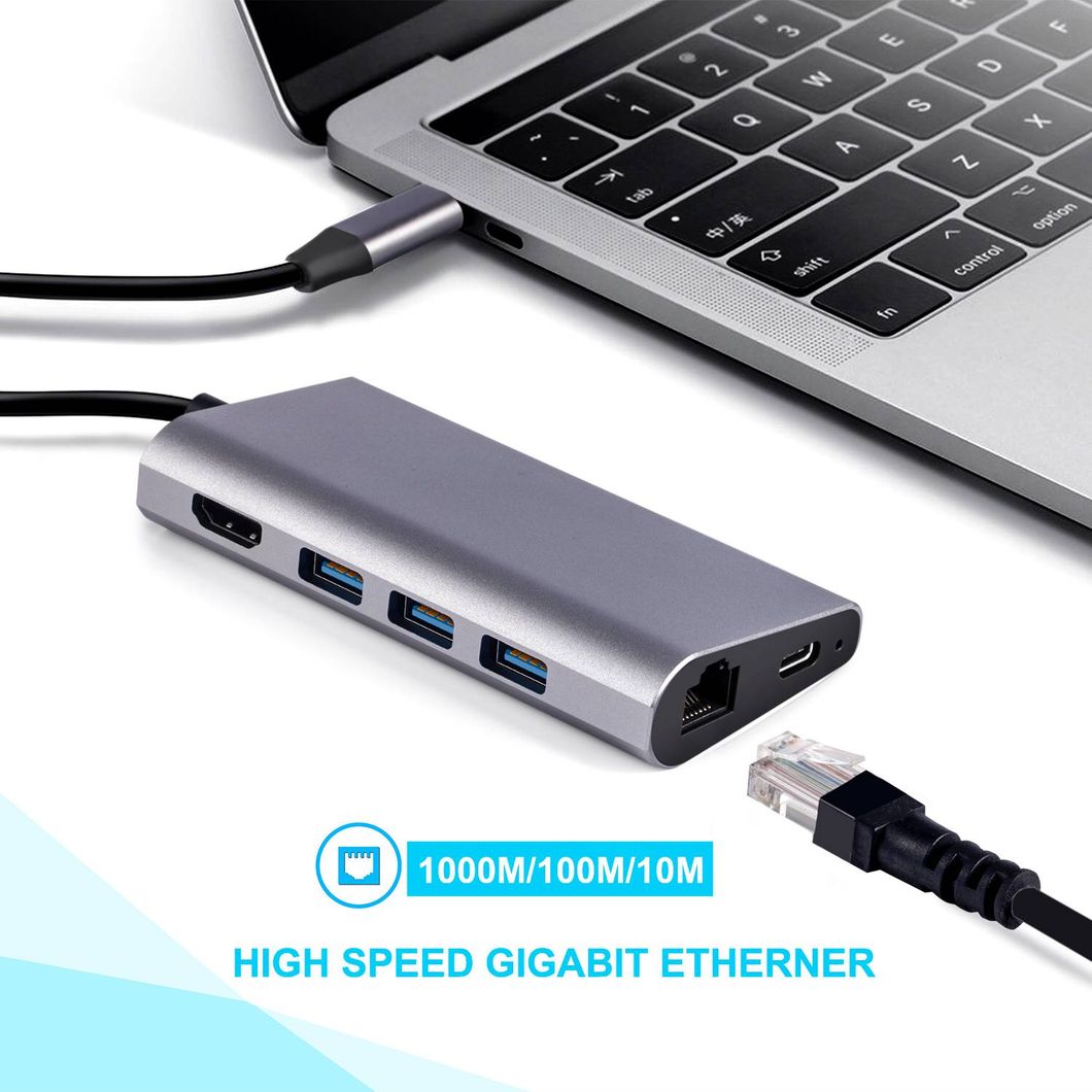 Lanetop USB Hub USB C to SD/TF Card Reader Thunderbolt 3 Adapter for MacBook Samsung Galaxy S9 Huawei P20 PRO Type C Hub