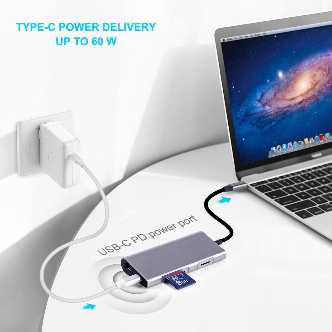 Lanetop USB Hub USB C to SD/TF Card Reader Thunderbolt 3 Adapter for MacBook Samsung Galaxy S9 Huawei P20 PRO Type C Hub