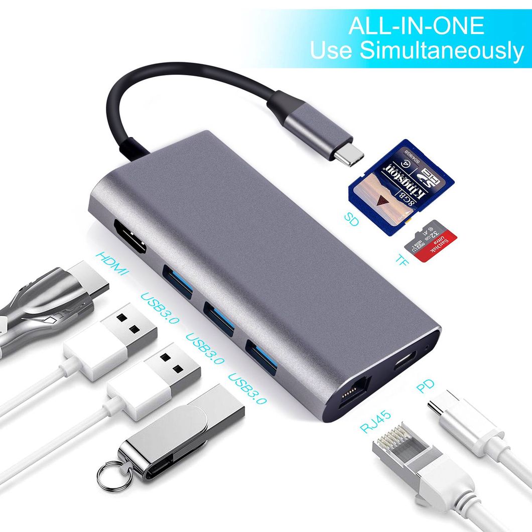 Lanetop USB Hub USB C to SD/TF Card Reader Thunderbolt 3 Adapter for MacBook Samsung Galaxy S9 Huawei P20 PRO Type C Hub