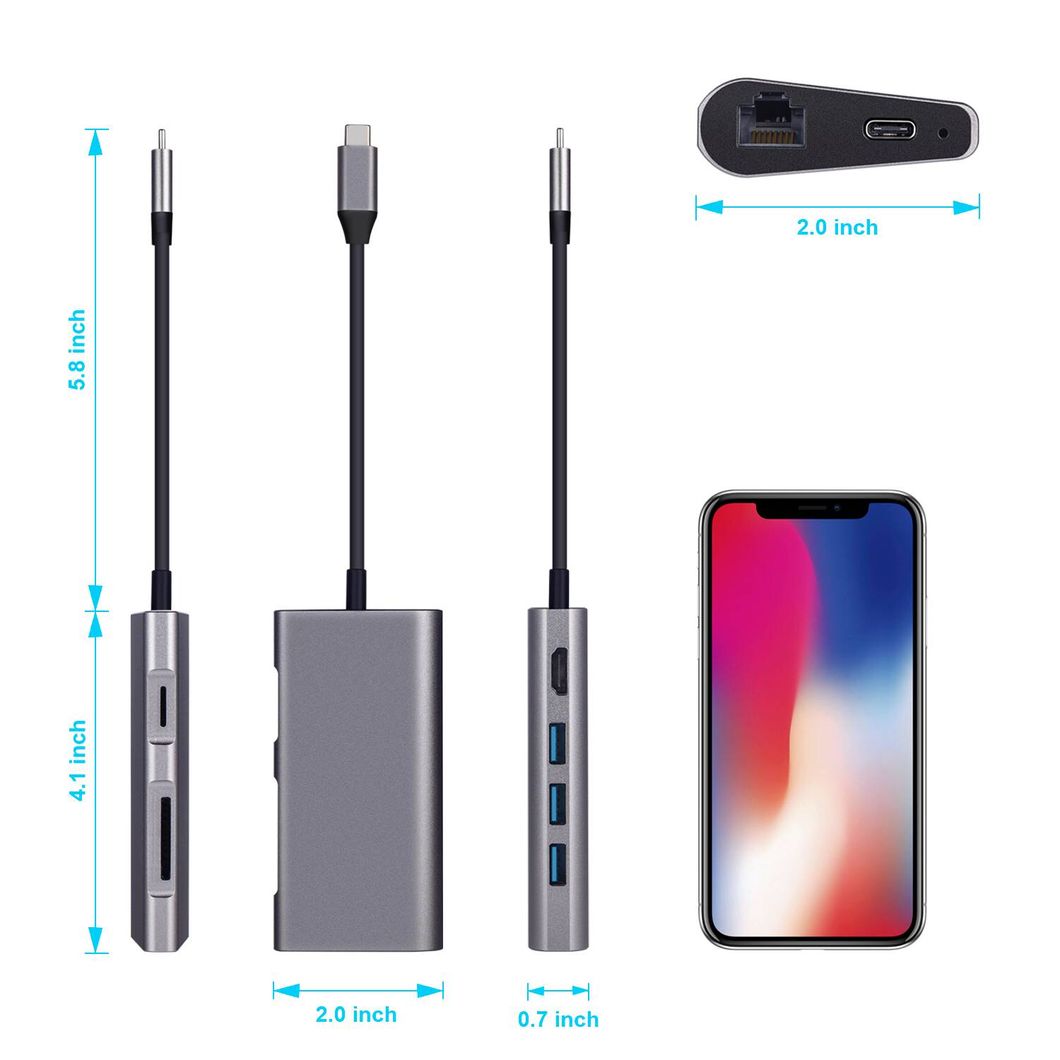 Lanetop USB Hub USB C to SD/TF Card Reader Thunderbolt 3 Adapter for MacBook Samsung Galaxy S9 Huawei P20 PRO Type C Hub