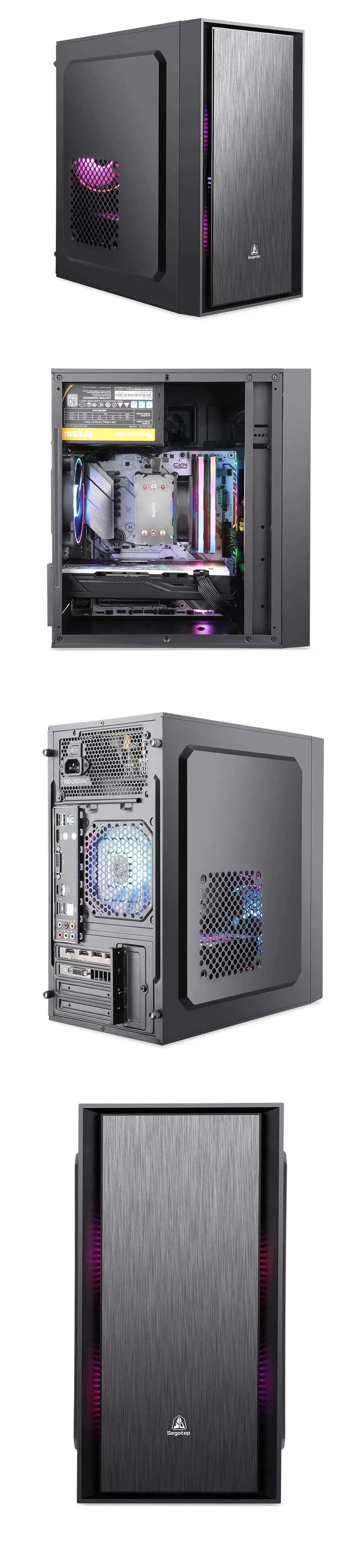 Micro ATX Computer Case Desktop PC Case with RGB Light (optional)