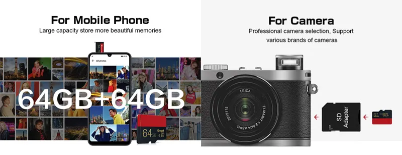 Micro SD Card 128GB 64GB Memory Card C10 Flash Card