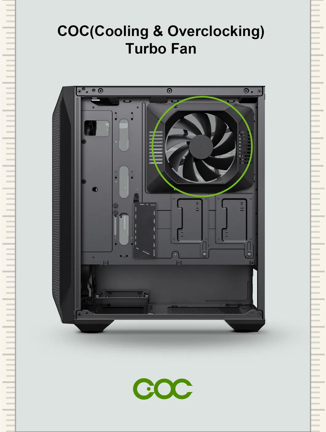 MID Tower ATX Gaming Case, Coc Cooling Fan, Computer PC Case for Rtx3090, Computer Parts