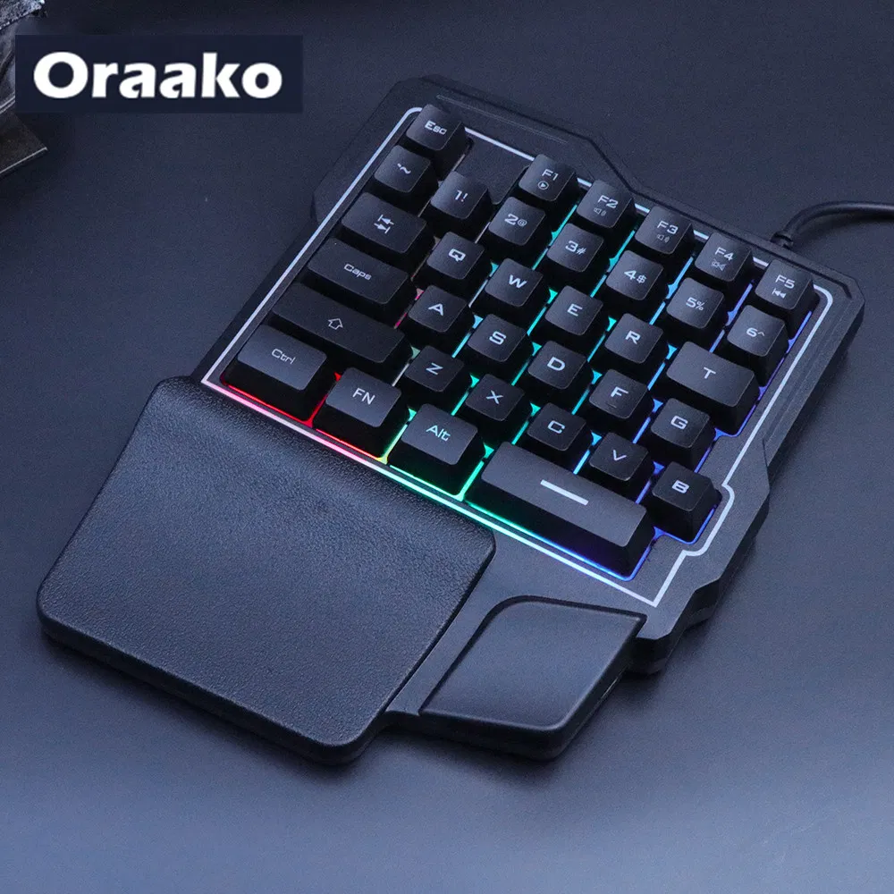 One Handed Gaming Keyboard Three Clour Light Cheap Gaming Keyboard Black Mini Gaming Keyboard