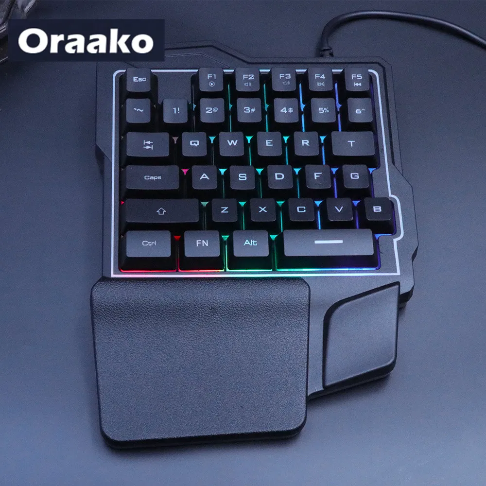 One Handed Gaming Keyboard Three Clour Light Cheap Gaming Keyboard Black Mini Gaming Keyboard