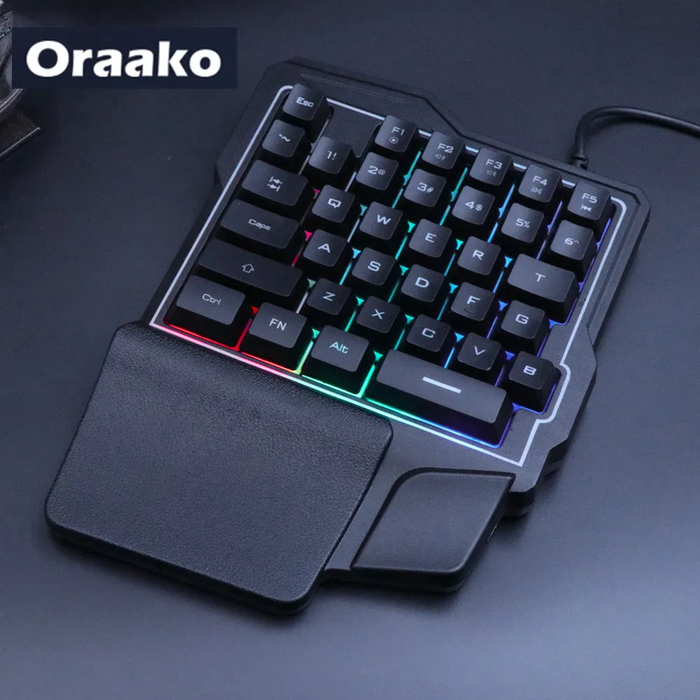 One Handed Gaming Keyboard Three Clour Light Cheap Gaming Keyboard Black Mini Gaming Keyboard